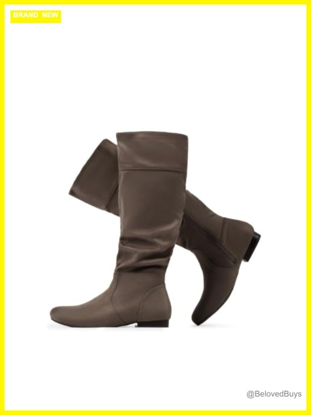 Wide Calf Knee High Boots Faux Fur Lined Slouchy Side Zip Winter